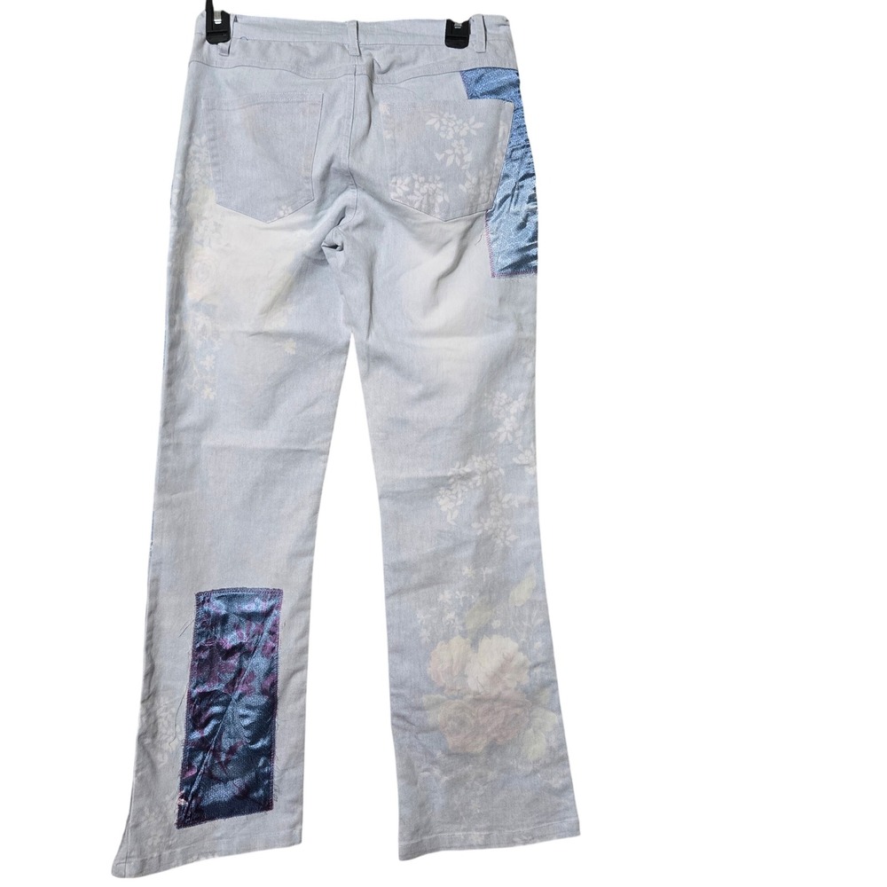 Solid Rose Patchwork Jeans Floral Print Denim Sz … - image 3